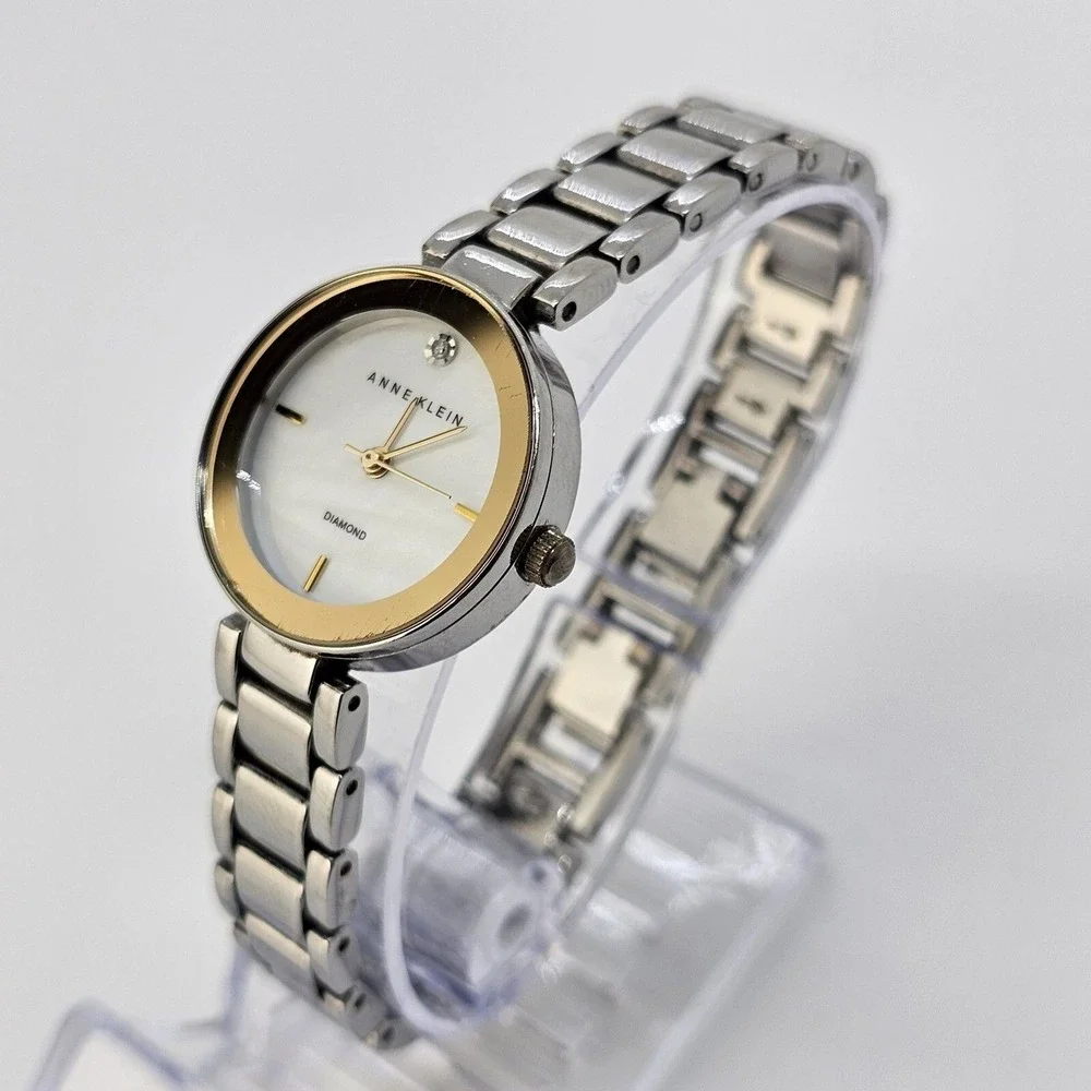 Anne Klein Diamond Women's 26MM White Dial Gray‎ Tone Bracelet 7